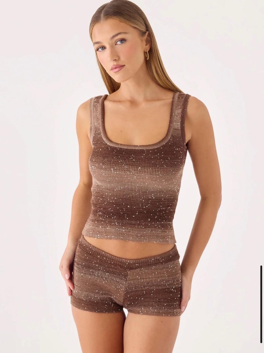 Peppermayo Brown sequins micro shorts